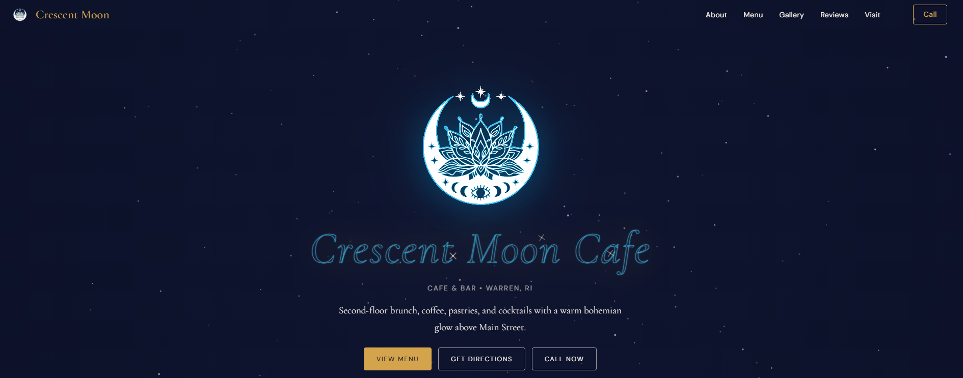 Crescent Moon Cafe — Custom cafe website in Warren, Rhode Island