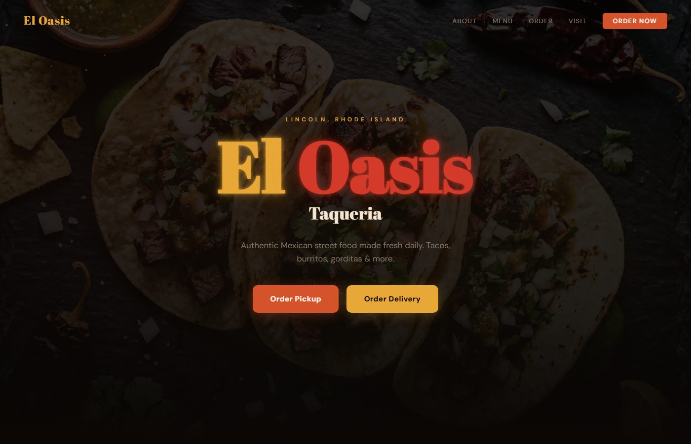 El Oasis Taqueria — Custom taqueria website in Lincoln, Rhode Island